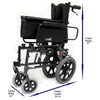 Karman Healthcare KM-5000-TP Reclining Wheelchair Width and Length View 